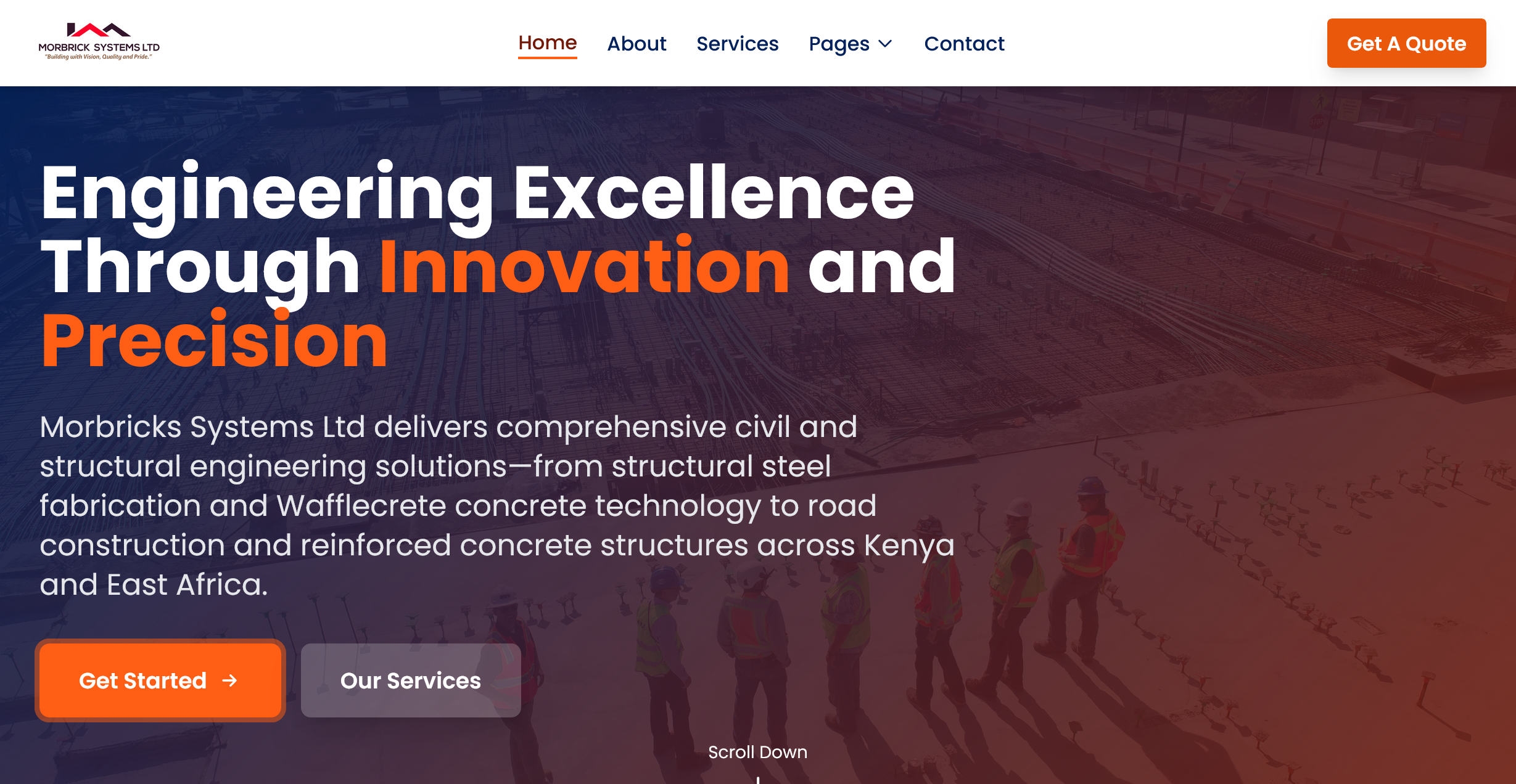 Morbricks Systems Ltd website - Construction company site by Brandlynk